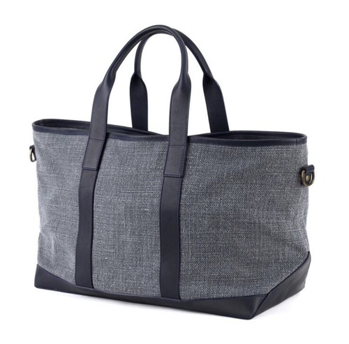 MOORE & GILES Alex Travel Bag In Kireina Navy & Belgian Linen   New