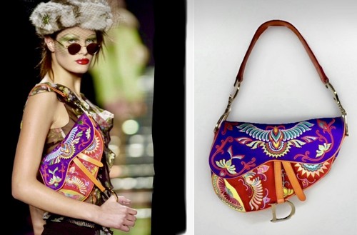 Vintage CHRISTIAN DIOR Limited Edition Saddle Bag F W 2002 Embroidered Birds