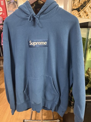 Supreme Box Logo Hooded Sweatshirt (FW23) Blue Size Large L Authentic Bogo