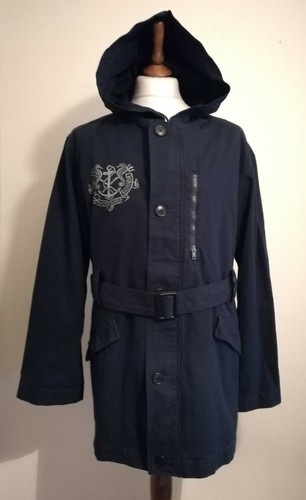 Polo Ralph Lauren Anchor 128097 Hooded Balmacaan Coat Jacket Navy Size uk 40