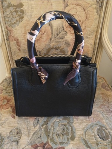 Aldo Vegan Leather Handbag Black Crossbody Pre Owned