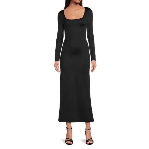ESSENTIALS Gianni Bini Column Icon Knit Scoop Neck Long Sleeve Bodycon Midi Dress XS NWT