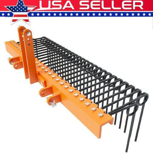60" 3 Point Pine Straw Rake Rake Tractor Rake Attachment for Cat 0 & Cat 1 Steel