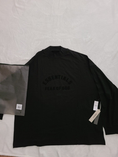 FEAR OF GOD ESSENTIALS Cotton Crewneck Long Sleeve Shirt Oversized Black XL NEW