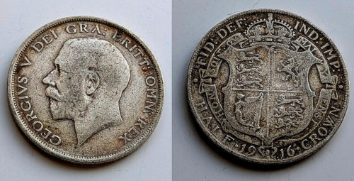 1916 Half Crown SOLID SILVER Coin Irish Easter Uprising Dublin Antique Old Retro