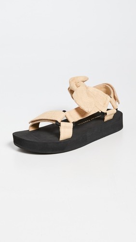 NWOB LOEFFLER RANDALL MAISIE SPORT Women's NATURAL RAFFIA PLATFORM Sandal US 5.5