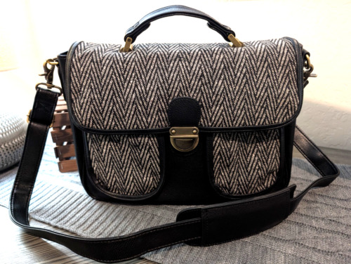 AWAY Camera Laptop Padded Messenger Bag Herringbone Satchel by Johansen EUC 14" x 10"