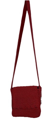 AWAY First Issue By Liz Claiborne Red Crochet Crossbody Purse Snap Closure
