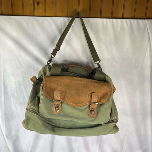 POLÈNE Vintage Eddie Bauer Canvas Leather Duffle Bag Rustic Western American Distressed