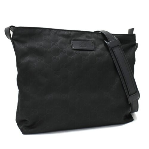 Gucci GG Supreme Shoulder Bag 314529 GG Nylon Black Silver Hardware