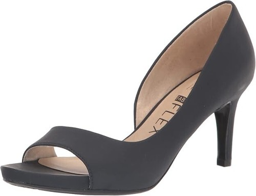 BRANDBLACK LifeStride Mantra Pump Heels Women's Size 7.5 Navy Faux Leather Open Toe
