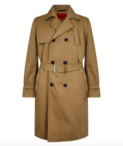 Hugo Boss MALUKS 2341 giacca con cintura vestibilità regolare trench impermeabile 42 R NUOVO $545