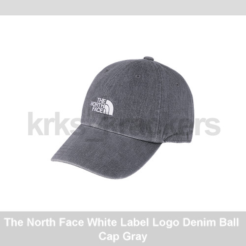 The North Face White Label Logo Denim Ball Cap Gray