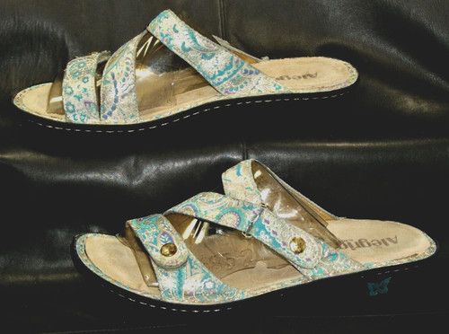 Alegria VEN 305 women's multi color paisley leather mule sandal shoes size EU 39
