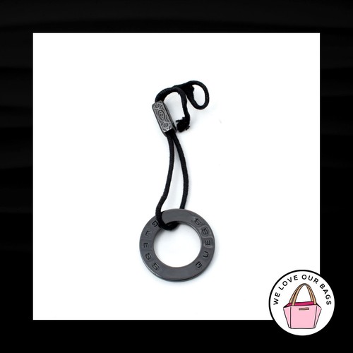 GUESS BLACK GUNMETAL METAL ROPE LOOP STRAP KEY FOB BAG CHARM KEYCHAIN HANG TAG
