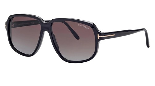 NWT Tom Ford Anton Sunglasses FT1024 01B Shiny Black Frame Smoke Lenses 59 MM