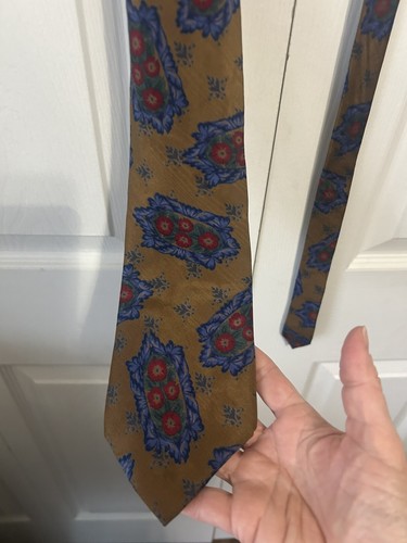 Vintage Christian Dior Monsieur Silk Tie G Blue Floral Deadstock Italy