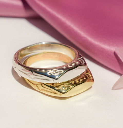 Celestial dainty signet ring Moon And Plant Ring For Gift Star Sun Moon Planets