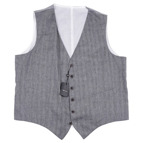 Kiton Napoli Gray Herringbone Cashmere Linen Silk Waistcoat US 48 50 Vest NWT