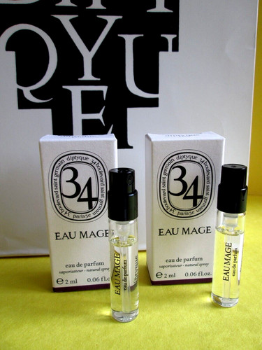 SET OF 2 DIPTYQUE 34 EAU MAGE EAU DE PARFUM SPRAY 2 ML 0.06 OZ NEW SAMPLE IN BOX