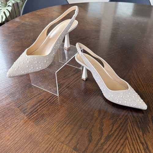 Betsey Johnson Ciabatta Donna Clark Pump  Vetro Avorio Perlato Sling Back 6 5 Larga