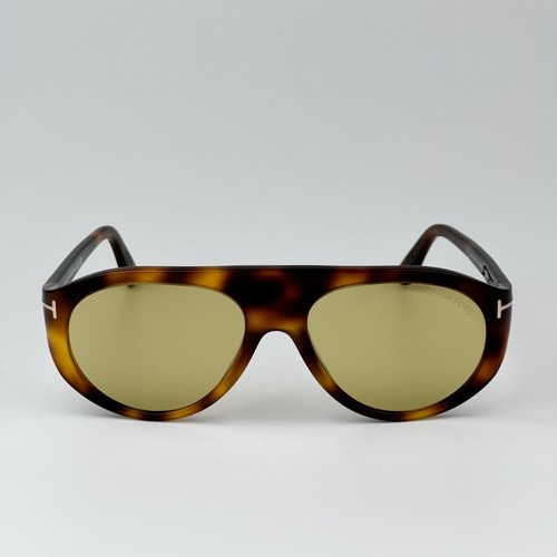 Tom Ford Men Sunglasses Havana Yellow Photochromic Aviator FT1001 S 53E NEW