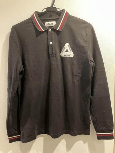 Palace Black Triangle Logo Polo Shirt Long Sleeve Striped Collar