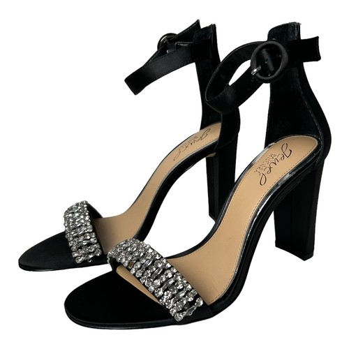 Sandalo Badgley Mischka Jewel donna Jameson tacco cinturino alla caviglia nero raso 6 5