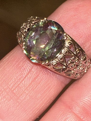 JTV Mystic Topaz Aurora Borealis Sterling Silver .925 Ring Jewelry 8 Stunning