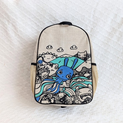 BOYY So Young Backpack Kids School Linen Bag Blue Cute Cartoon Like New Boys Girls