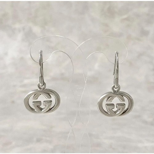 Gucci Earrings Hoop Swing Double Gg Silver Sv 925 Women'S U