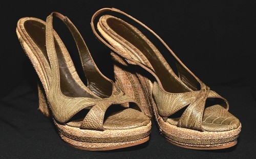 SANDALI STUPENDI ALEXANDER MCQUEEN PELLE DI SERPENTE TALPA ZEPPA CON SCATOLA SCARPE 38 UK 5