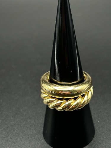 David Yurman Pure Form Stackable Rings Set of Two 18 Karat Yellow G Size 7