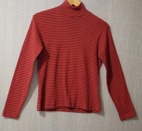 Nwot! Columbia Shirt Mock Neck Stripe Red Black Pink Women's M #H81 4