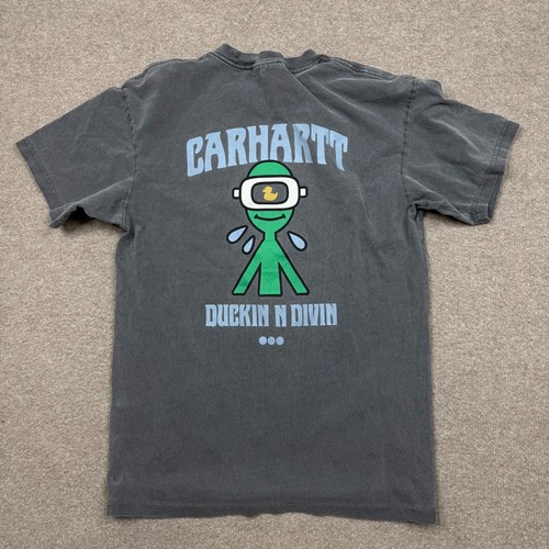 Carhartt WIP Mens Shirt Gray Extra Small XS Short Sleeve Duckin Tee Logo Adults