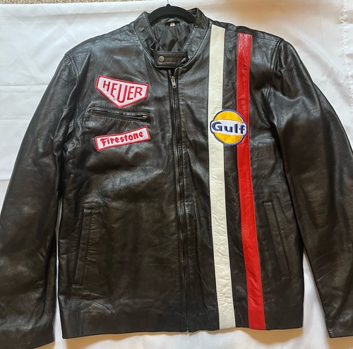 ALEXANDER MCQUEEN Giacca moto pelle 3xl fatta a mano Steve McQueen Gulf ottime condizioni $99 99