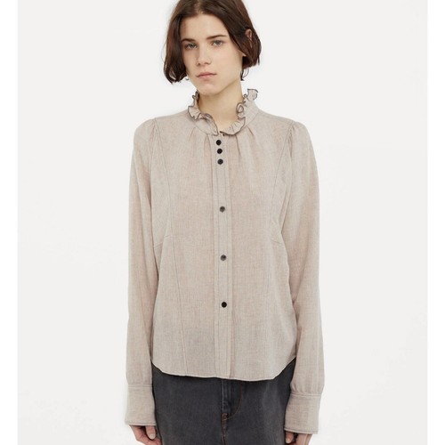 Etoile Isabel Marant Melphine Wool Blend High Neck Ruffle Blo 38 6