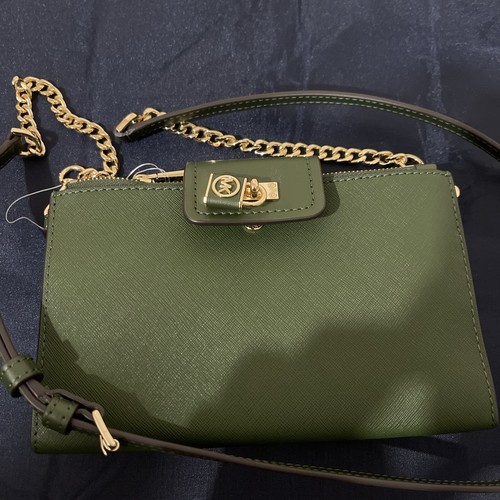 Borsa Michael Kors Ruby SM doppia zip oro ferramenta Xbody verde Amazon nuova