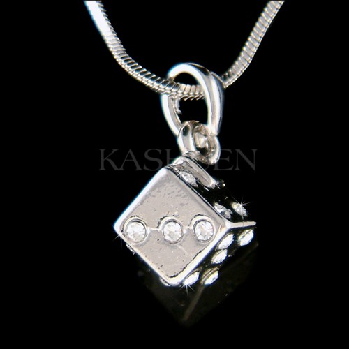 3D Dado IN Swarovski Cristallo Fortuna Gioco D'Azzardo Cubo Las Vegas Collana