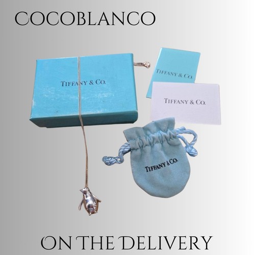 Ciondolo pinguino argento sterling Tiffany & Co. motivo animale vintage con scatola e sacchetto