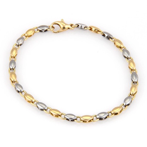 Bvlgari Bulgari Bracelet 18K Yellow G & Steel 2 Tone Oval Link 7.75"