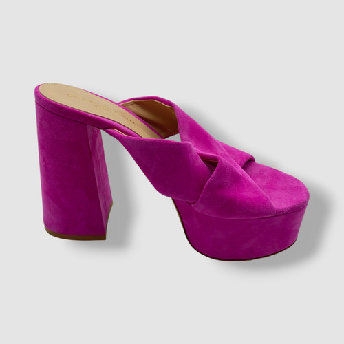 Scarpe sandalo donna Gianvito Rossi rosa 70 nabuk plateau misura 35 5