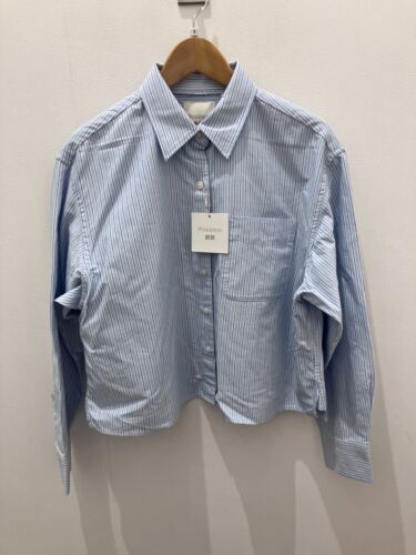 UNIQLO and JW ANDERSON Oxford Boxy Shirt Striped Off White Pink Light Blue Women