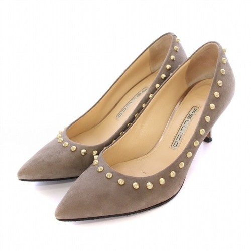 PUMA PERRICO PELLICO Pumps Pointed Toe High Heels Suede Studs Decor 36.5 Greige U