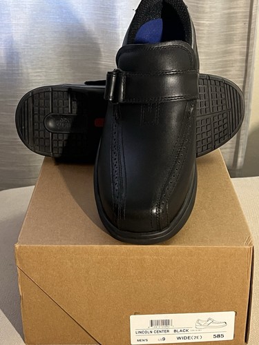Orthofeet Lincoln Center Loafers Shoes Size 9 W  Black Leather 585  New