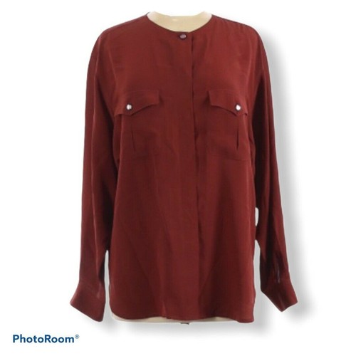Max Mara pura seta Long Sleeve button down Silk maroon brown button down 8