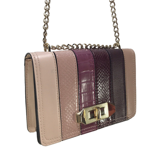 NWT Aldo Striped Multi Color Cross Body Bag Pink Mauve Purple