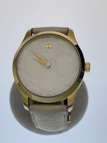 GUCCI Women's Quartz Watch Wristwatch Analog Leather Ivory 126.4 YA1264033A