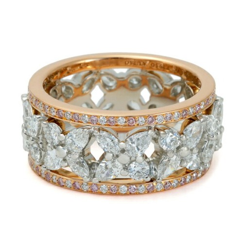 TIFFANY & CO. Tiffany & Co Victoria Diamond Band Ring K18PG Pink G K18WG White U YUKI 0