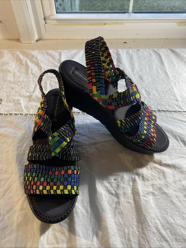Sandali Steven Steve Madden 9 5 colorati tessuto elasticizzato zeppa